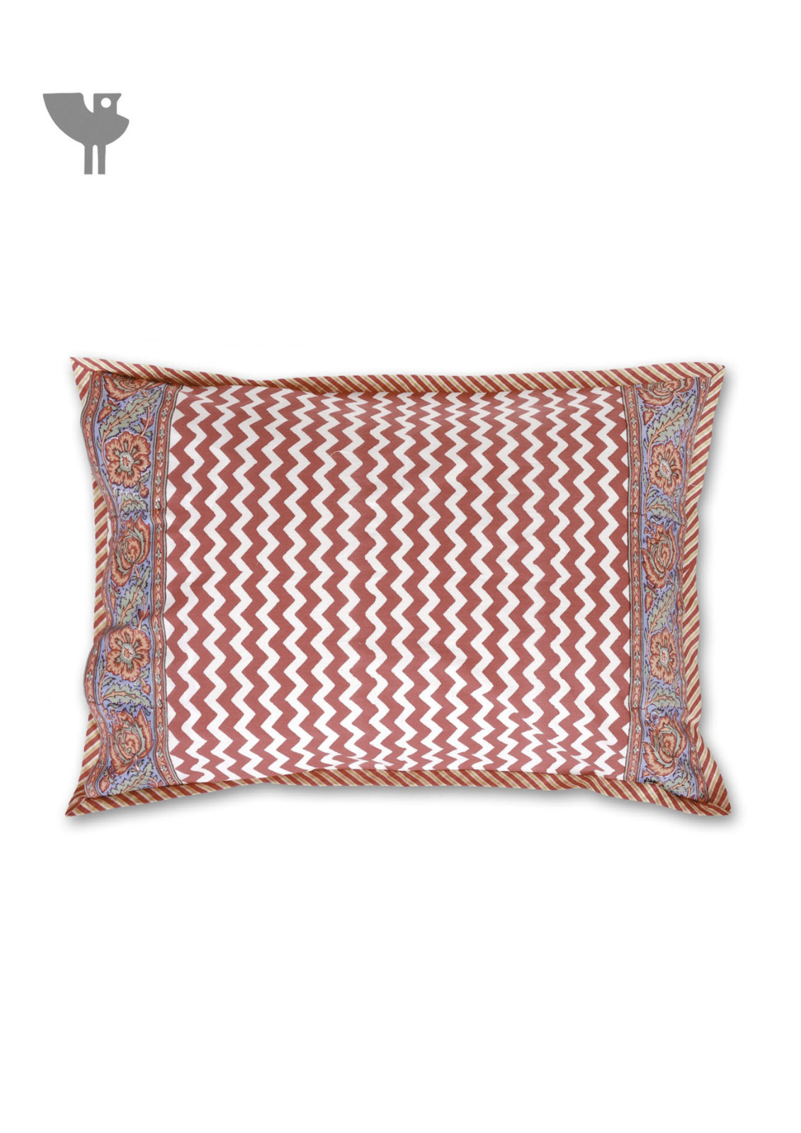 Red Chevron Block Print Pillow Cover