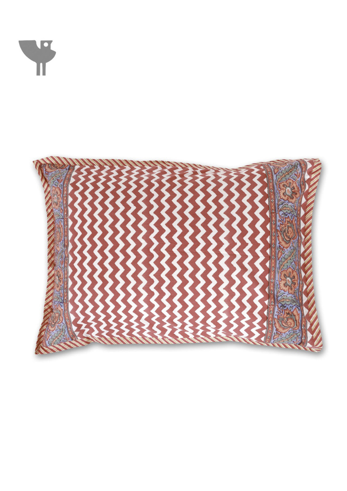 Red Chevron Block Print Pillow Cover view 2