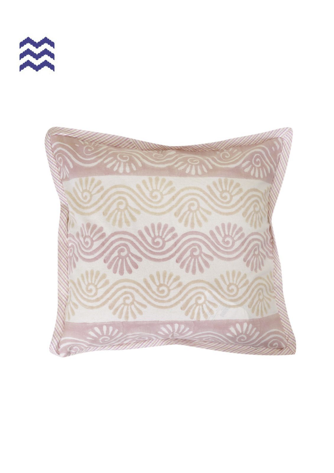 Blush Swirl Hand Block Print Cushion Cover