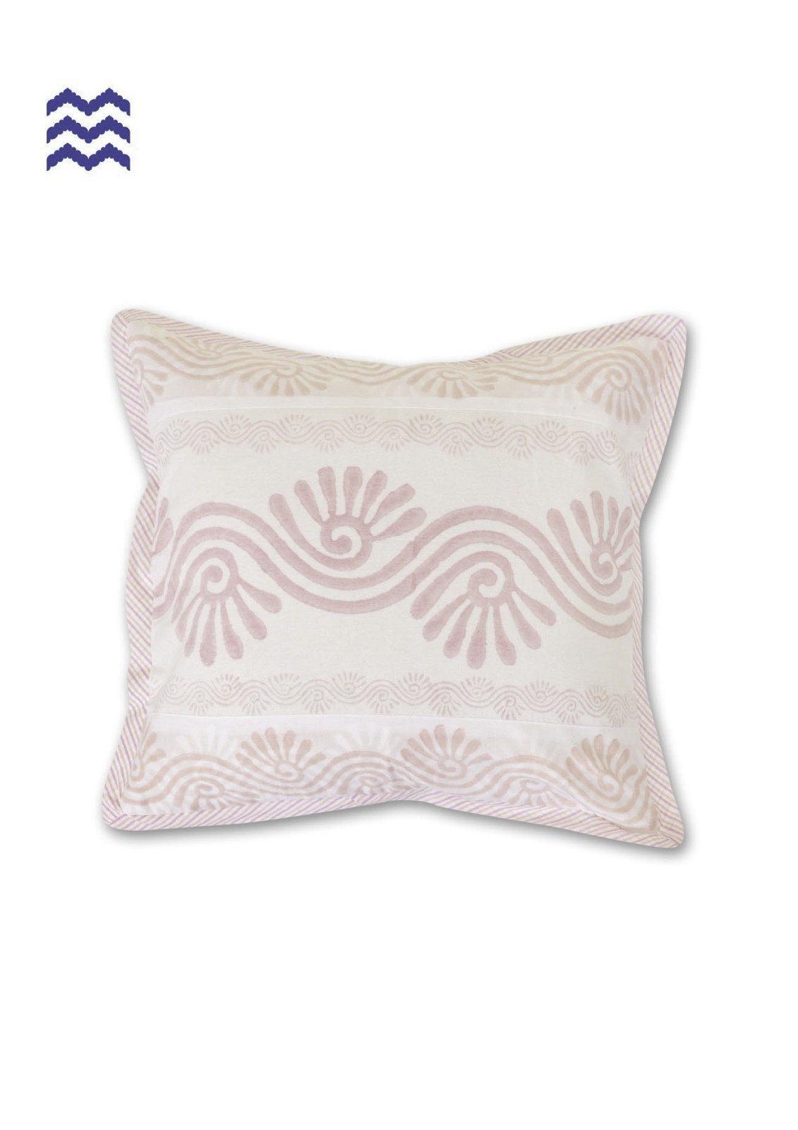 Light Blush Wave Block Print Pillow Cover