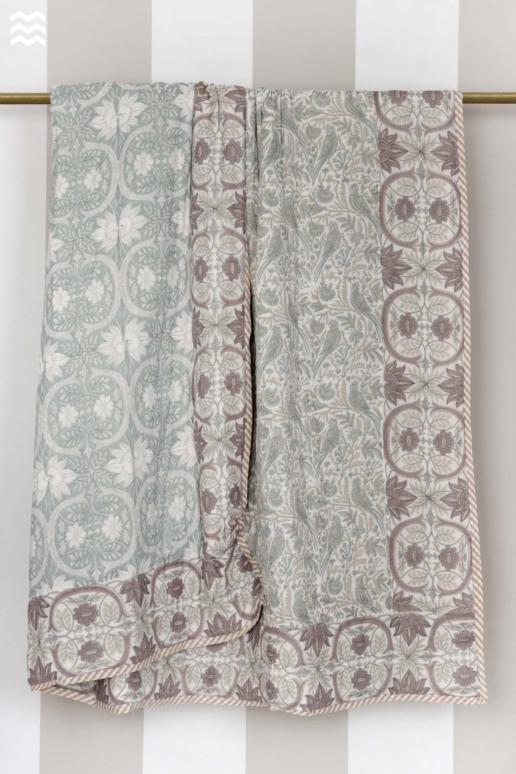 Pastel Mughal Garden Reversible Quilt